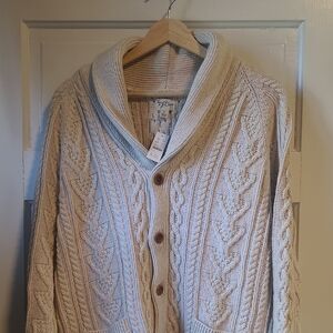 J. Crew Men's Cream Cable Knit Cardigan
